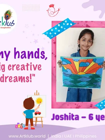 Six-year-old Joshita's vibrant sunset painting is a testament to tiny hands and big creative dreams.