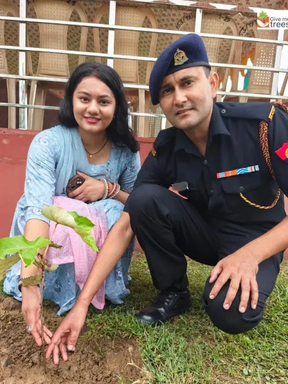 A family member of an army personnel joins in the plantation drive. These events bring together the entire cantonment community, fostering a collective sense of responsibility.