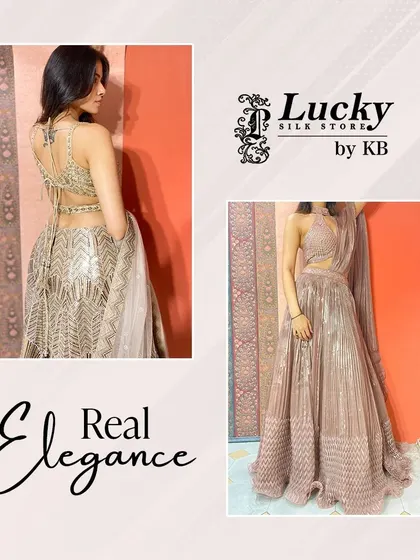 Real elegance is captured in this rose gold pleated lehenga with a stunning backless blouse design.
