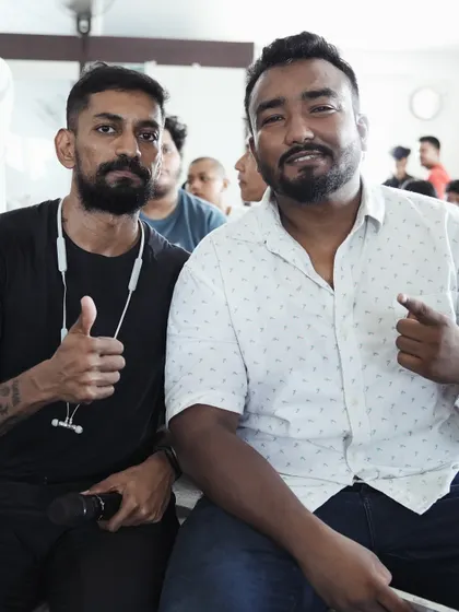 A candid moment during our Dojang Fight League event. It's great to have friends and supporters like Jitesh who believe in our vision.
