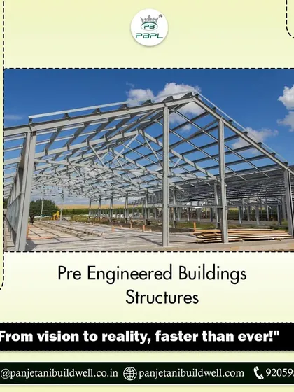 From vision to reality, faster than ever. This image shows the foundational structure of a Pre-Engineered Building, the first step in a rapid and efficient construction process.