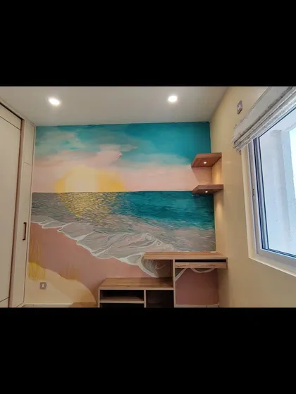 A duplicate image of the finished seascape mural.