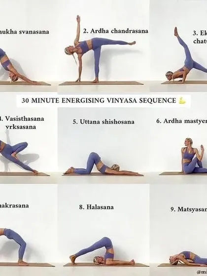 This is a sample of a 30-minute energizing Vinyasa sequence. I design flows like this to logically progress from one pose to the next, building heat and energy in the body.