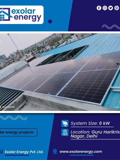 We installed this 6 kW system in Guru Harkrishan Nagar, Delhi, on a corrugated metal roof. Our team has the expertise to handle installations on various roofing materials safely and effectively.