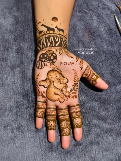 A close-up of the adorable baby elephant design for a baby shower. I included the due date, 19-03-2024, to make it an extra special keepsake for the mom-to-be.