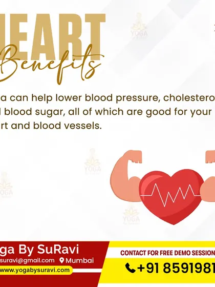 Yoga provides significant heart benefits by helping to lower blood pressure, cholesterol, and blood sugar.