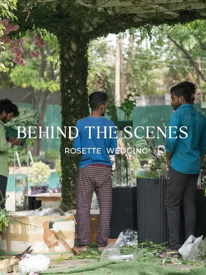 Behind the scenes of a garden wedding setup. My team is the heart and soul of every event, working tirelessly to bring the magic to life.