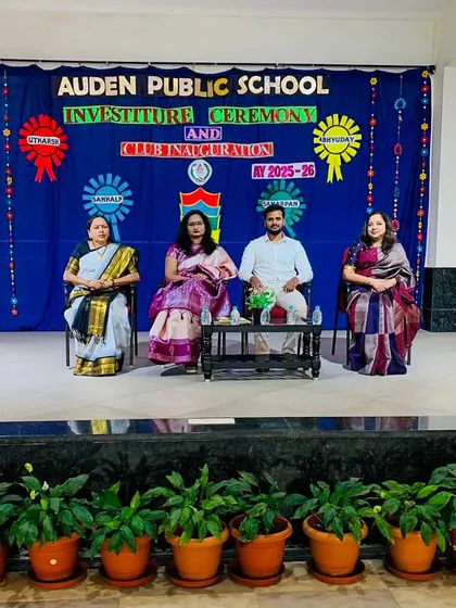 On stage with the faculty of Auden Public School. My message to the students was about breaking out of their own mental cages to become conquerors.