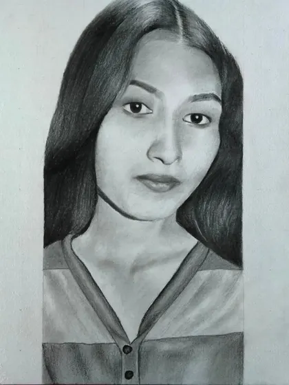 A simple and elegant portrait of a young woman. I can create a beautiful, minimalist sketch from your photo.