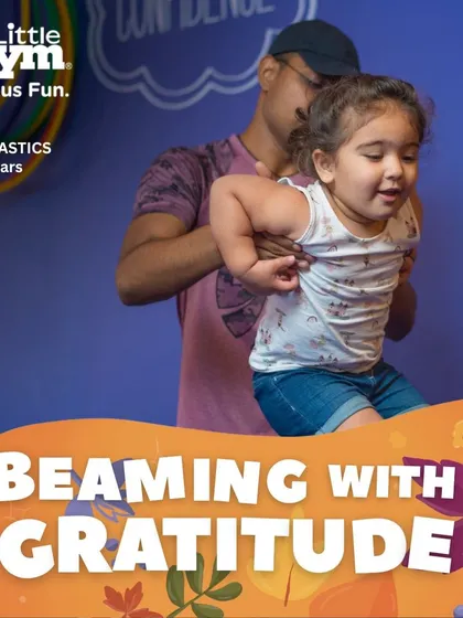 With an instructor's support, this young gymnast learns to balance and jump. Our Pre-K classes focus on building body control and stability, all while instilling values of gratitude and kindness.