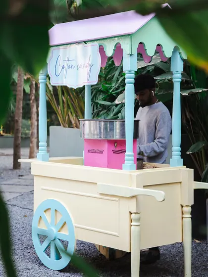 No carnival is complete without cotton candy! I provide charming, themed food carts like this one that not only serve treats but also add to the overall aesthetic of the party.