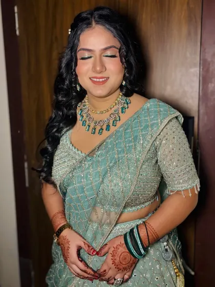 A serene shot with eyes closed.