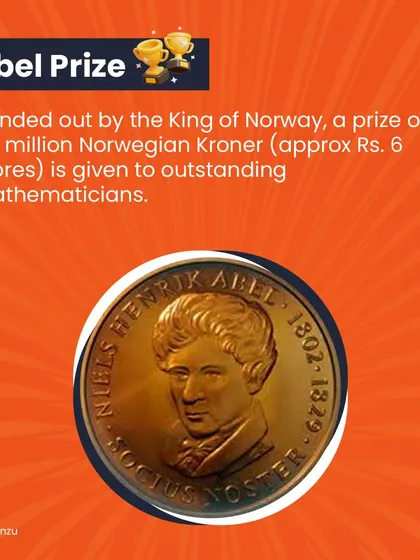 The Abel Prize is handed out by the King of Norway and comes with a prize of 7.5 million Norwegian Kroner (approx. Rs. 6 crores) for outstanding mathematicians.