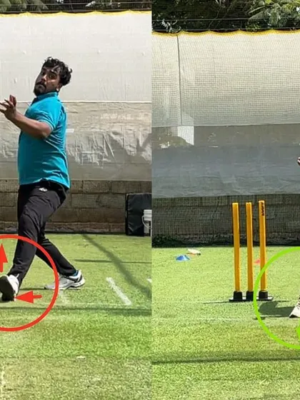 This right arm off spinner had a complete front leg correction. We fixed his initial heel contact and body collapse, leading to a strong, upright release and complete weight transfer.