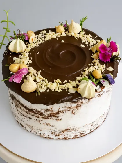 For those who love a bold and nutty cake, I created the Chocolate Hazelnut Naked Cake. It has a decadent chocolate sponge, dark chocolate ganache, a layer of Nutella, and is topped with roasted hazelnuts and almonds for a wonderful crunch.