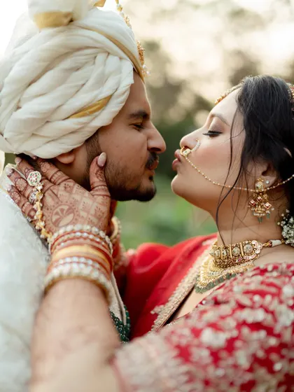 A playful and intimate close-up. This moment between Kushal and Hemal is full of love and personality, a memory they will cherish forever.