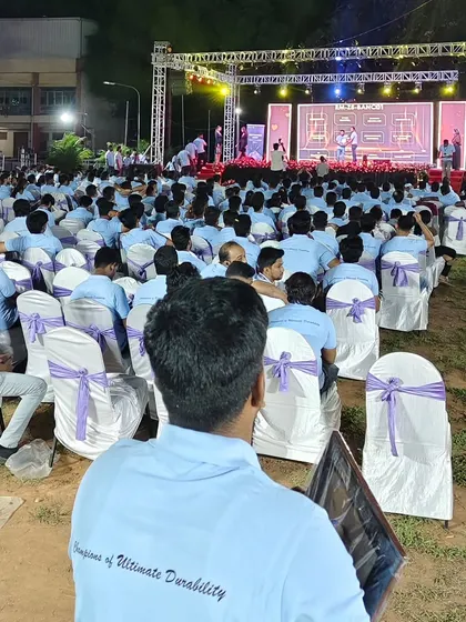 Beyond weddings, we excel at managing large-scale corporate events. Here you can see the impressive setup for an OPPO product launch, where we handled the seating arrangement and catering for a massive audience, proving our capability to execute events of any size.