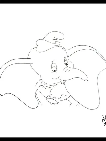 A simple line sketch of Dumbo the elephant. I was moved by his story and the quote, 'The very things that hold you down are going to lift you up'. It's a beautiful reminder of turning weaknesses into strengths.