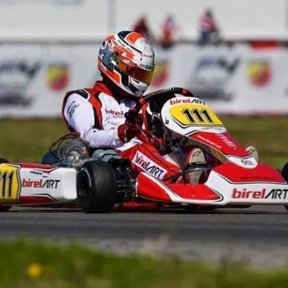 A Birel ART kart on track in Lonato, Italy, during the WSK Euro Championship. Our participation in such events ensures we operate at a global standard.