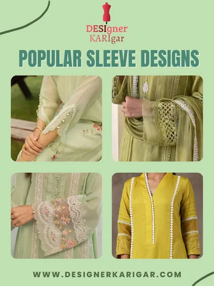 More sleeve design ideas, showcasing lace-detailed bell sleeves and pearl-embellished sleeves for a delicate and feminine touch.