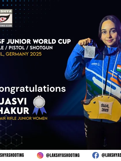 A fantastic silver medal win for 16 year old Ojasvi Thakur at the ISSF Junior World Cup. She topped the qualification round with a personal best score of 633.2, showcasing her incredible potential.