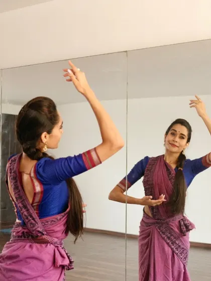 A shot of me in my studio, a space for creation and choreography. The mirror reflects not just the dancer, but the endless possibilities of the art form.