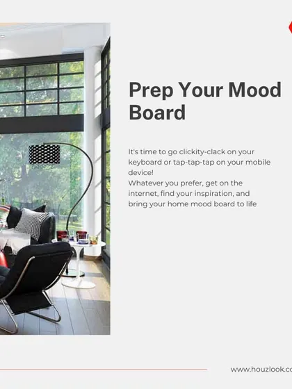 Prepping a mood board is the first step to a cohesive design. This image of a modern living room with large windows illustrates how inspiration from nature can be translated into a beautiful interior.