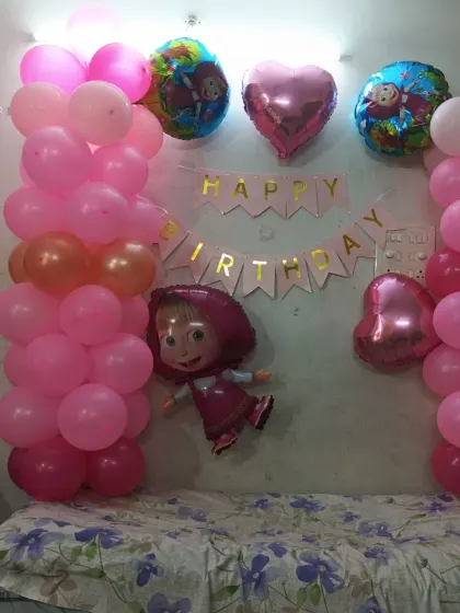 We transform our client's home in Kharghar with this lovely Masha theme decoration.