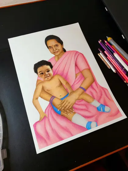 For this creative piece, I added a person into an existing photo to create a new memory. This colour pencil sketch on A3 Brustro paper was a special request from Uttar Pradesh.