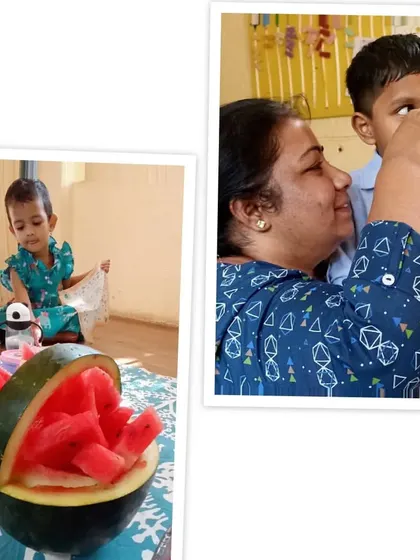 Scenes from our watermelon mojito making day, a perfect summer activity where children sliced, blended, and strained to create a refreshing drink.