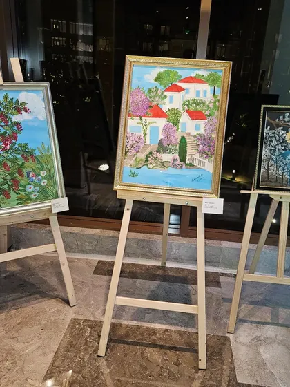 A splendid collection of Badrunissa Irfan's timeless paintings on display at the 'Art Soirée'.