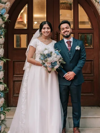 A beautiful shot of my bride Sasha and her groom. Her minimalistic makeup and simple, elegant styling were perfect for her church wedding.