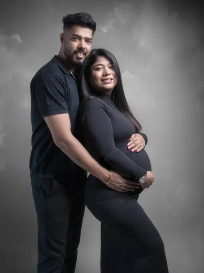 From two hearts beating in sync to three souls intertwined forever. This portrait captures the emotions, the bond, and the unspoken love that makes this journey magical.