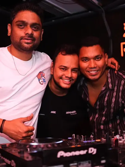 Hanging out with friends and fellow DJs by the console. These are the people who make the nightlife community feel like a family.