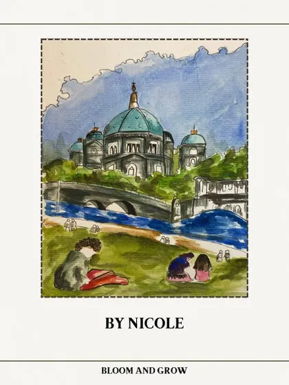 A second beautiful painting of the Berlin Dome by Nicole, showcasing her consistent skill with watercolors.