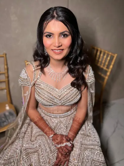 Gorgeous Bhoomi ready for her engagement. We went for a minimal, unfiltered magic look with soft eyes and glowing skin.