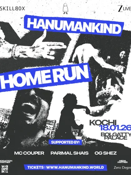 The full lineup for Hanumankind's homecoming show in Kochi, featuring MC Couper, Parimal Shais, and OG Shez.