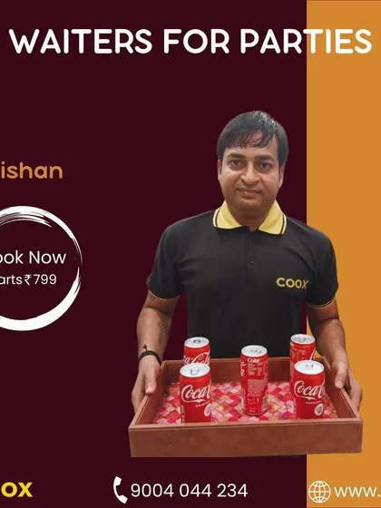 This is Kishan, one of my reliable waiters, ready to serve at your next event. I ensure my staff is presentable and professional, equipped to handle service for any type of party.
