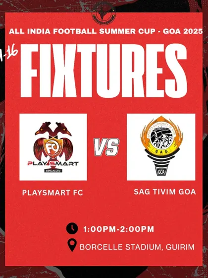 We're competing on a national stage! Fixture for the All India Football Summer Cup in Goa, where our U-16 team takes on SAG Tivim Goa.
