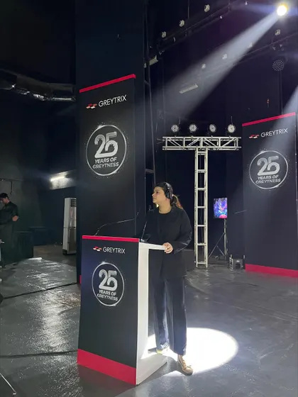 Our show caller at the podium during the Greytrix 25 years celebration. From this position, we direct every cue and transition of the live event.