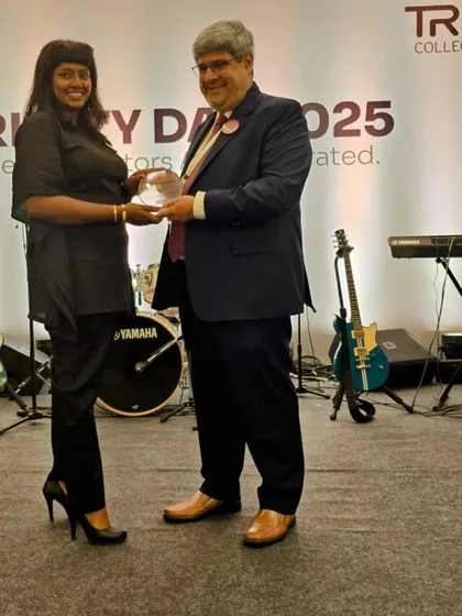 We are honored to share this moment from Trinity Day 2025, where our Principal, Mrs. Samantha D'Costa, received a prestigious award from Trinity College London. This award recognizes her 20 years of incredible contribution to the performing arts in India.