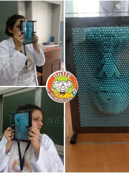 Our giant pin art impression board is a fantastic tool for exploring shapes and pressure. Guests can press their face, hands, or objects into the pins to create a 3D sculpture.