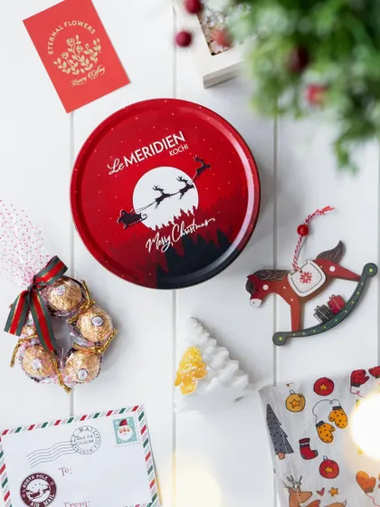 A deconstructed view of the Christmas hamper, highlighting each individual element that makes the gift special.