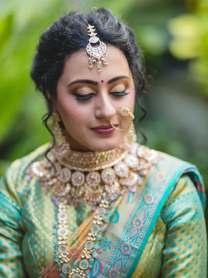 A collection of behind-the-scenes moments and final looks, showcasing the artistry and transformation process for various brides.