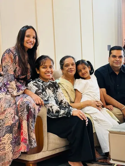 These smiles say it all. This photo was taken right after a project shoot, capturing the joy and pride of a family in their newly designed home. Creating these happy moments is why I love what I do.
