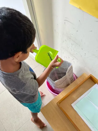 Every child learns to dispose of waste properly, an important lesson in environmental responsibility and keeping our classroom clean for everyone to enjoy.
