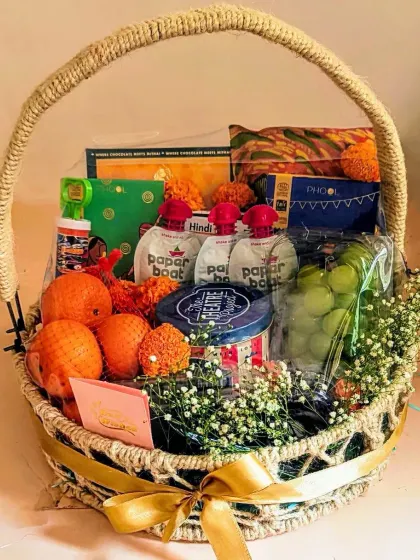 My healthy Holi hamper is filled with fresh fruits, thandai, and organic colors. It's a wonderful way to celebrate the festival of colors in a wholesome way.