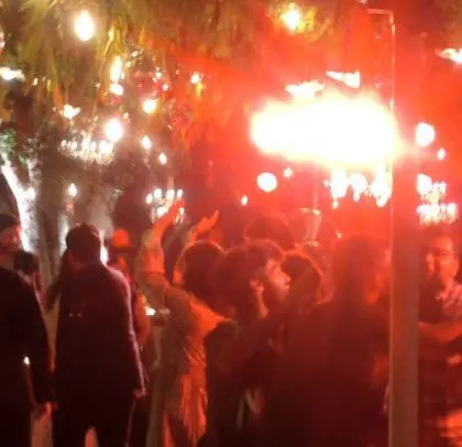 The flare adds a touch of spectacle to the wedding party.