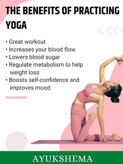 A quick look at the powerful benefits of practicing yoga, including increased blood flow, regulated metabolism, and boosted self-confidence.