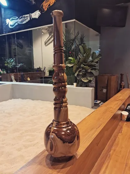 A beautifully crafted Gada in our dugout. The sandpit in the background is our tribute to the traditional akhara.